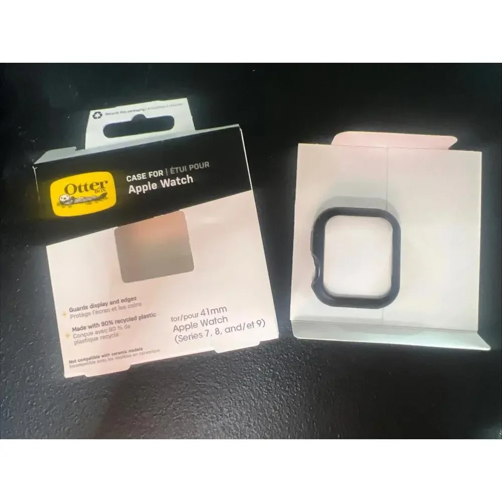 Otter Box Black Apple Watch 41 mm Case Screen Protector Series 7/8/9 NEW